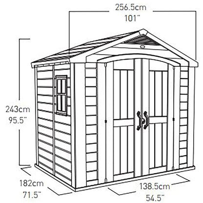8 x 6ft Beige Outdoor Apex Garden Storage Shed