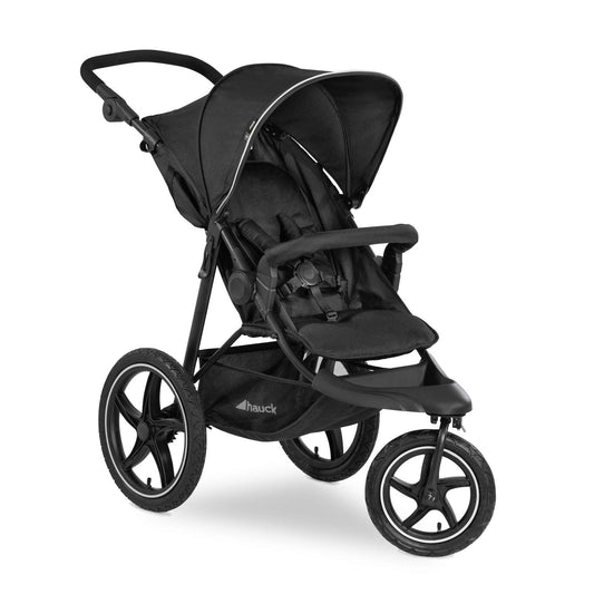 Runner 2, Black - Robust All Terrain Pushchair with Raincover, XL Pneumatic Air Wheels, UPF 50+, Reclining Backrest from Birth up to 22 kg, Height-Adjustable Handle, XL Mesh Window