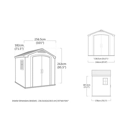 8 x 6ft Beige Outdoor Apex Garden Storage Shed